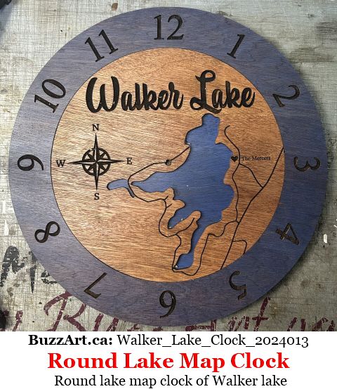 Round lake map clock of Walker lake